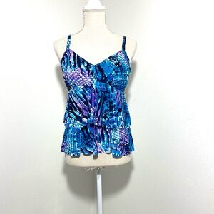 Croft And Barrow Swim Top size Medium Black and Blue